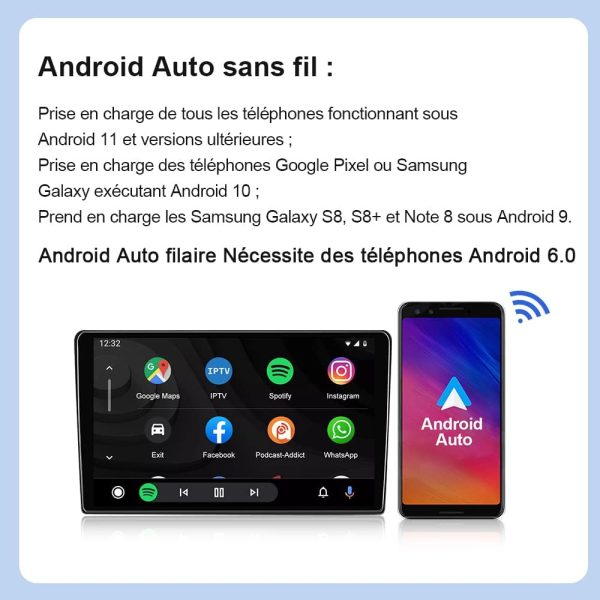 Adaptateur CarlinKit CarPlay/Android Auto Sans Fil - Pour Autoradio Android 4.4+