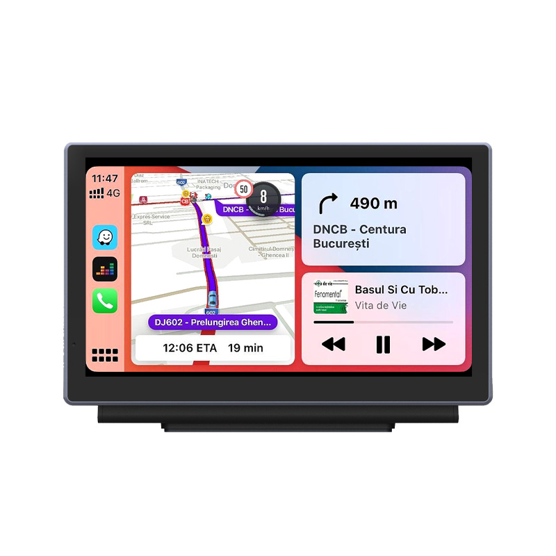 Écran Voiture CarPlay Sans Fil & Android Auto - Dash Cam 4K, Bluetooth, FM, 5 Pouces Tactile