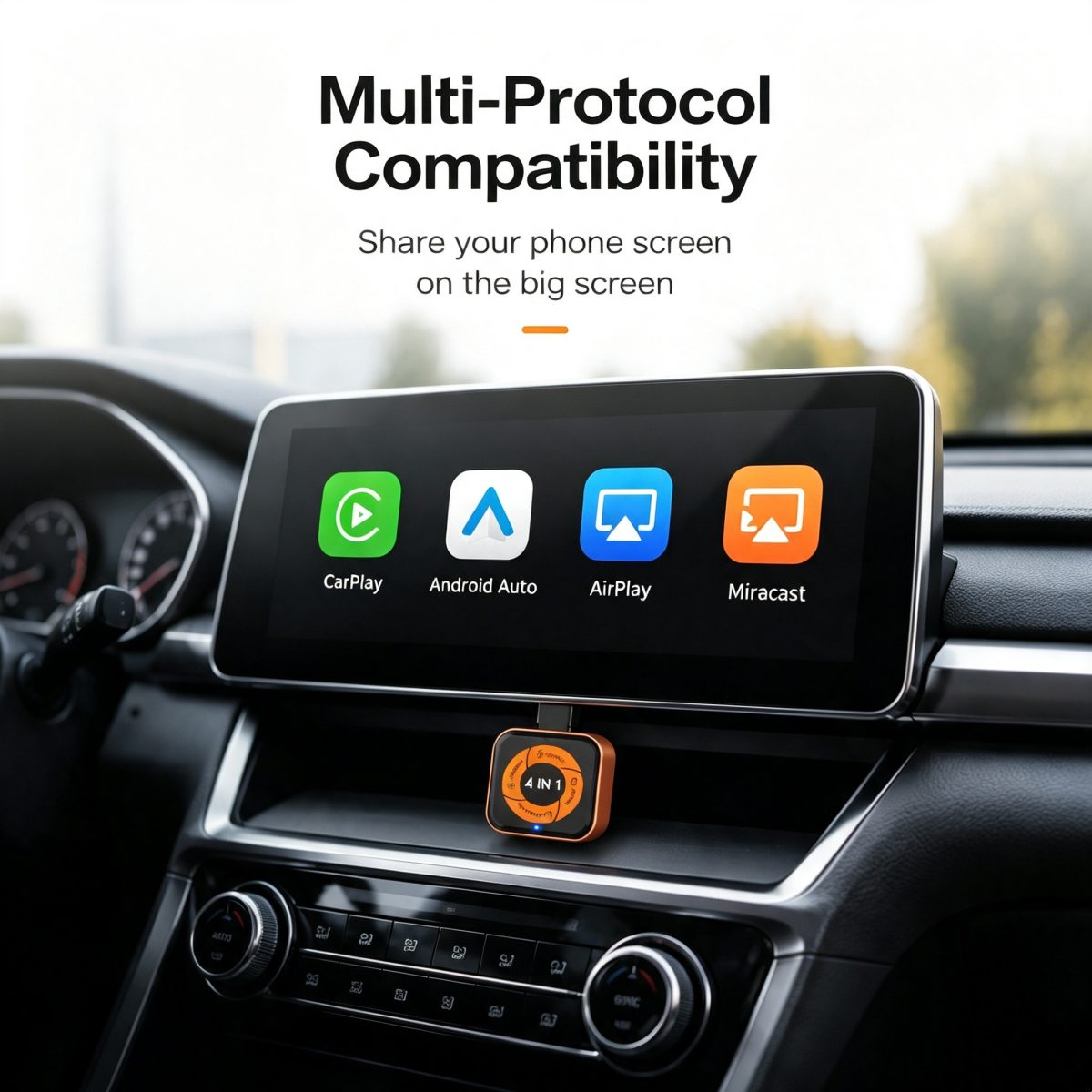 压缩4-1200x1200 Adaptateur CarPlay Sans Fil Carlinkit 4-en-1 — CarPlay, Android Auto & Recopie d'écran, WiFi 5,8GHz – Image 3