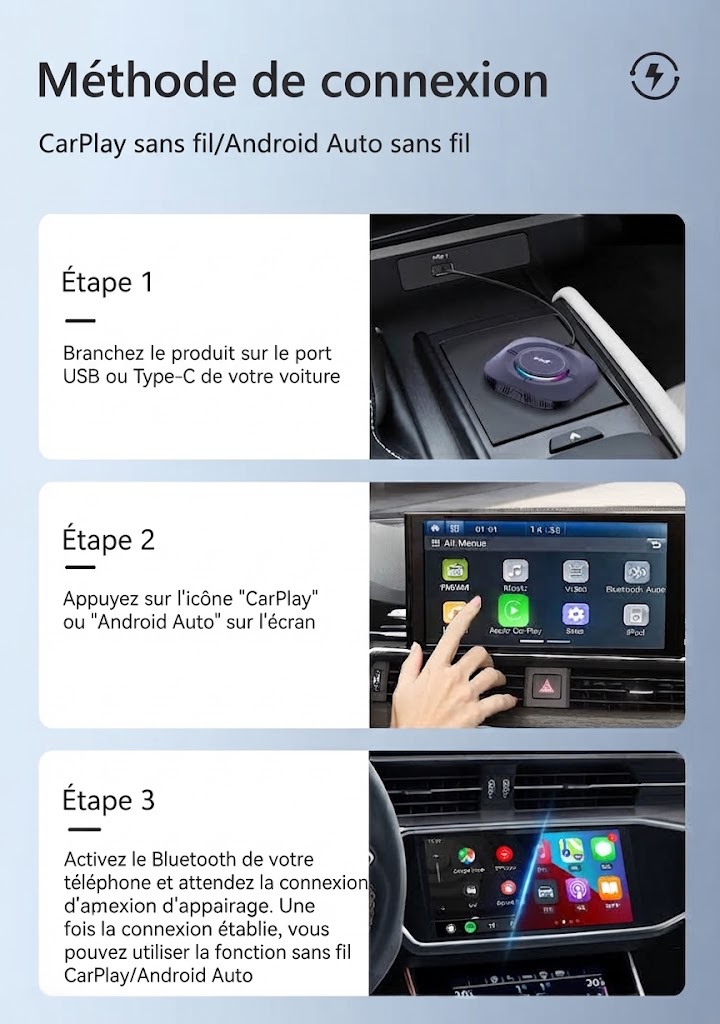 Mode de connexion - CarPlay sans fil / Android Auto sans fil