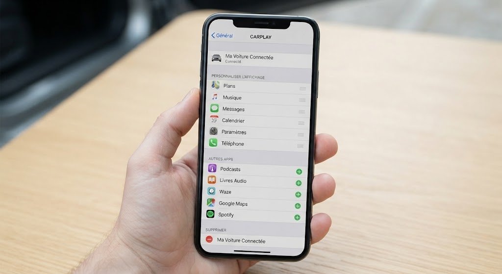 Ajouter des applications à CarPlay depuis les réglages de l’iPhone